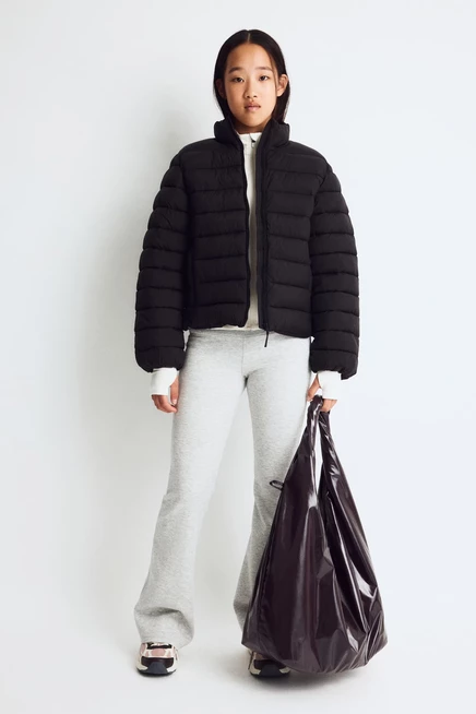 Water-Repellent Sports Puffer Jacket black