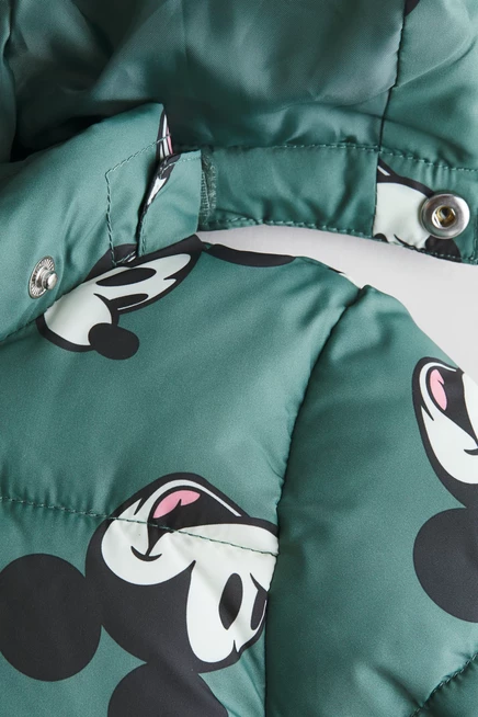 Appliquéd Puffer Jacket green/mickey mouse