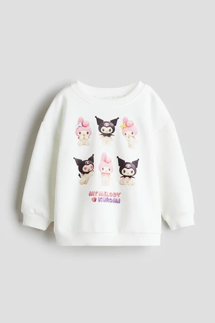 Детский свитшот H&M с принтом Kuromi, белый