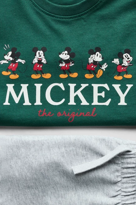 2-Piece Printed Set dark green/mickey mouse