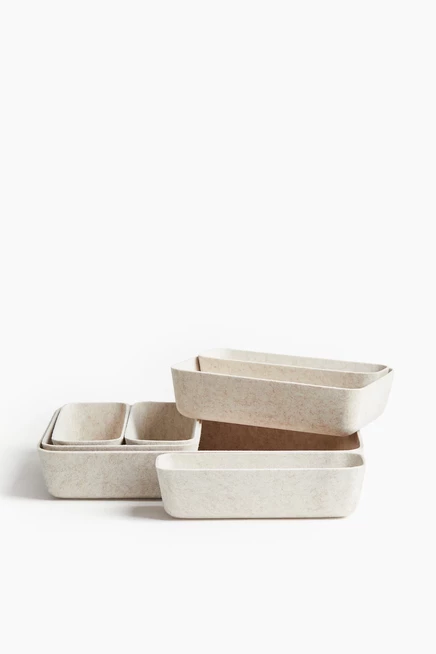7-piece Felted Storage Basket Set white