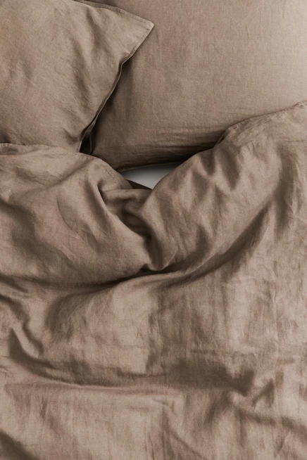 Linen King/Queen Duvet Cover Set taupe