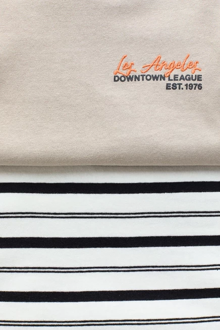 2-Pack Cotton T-Shirts beige/los angeles