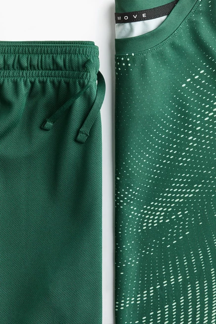 Спортивный комплект для мальчиков H&M DryMove™, зеленый/с принтом
