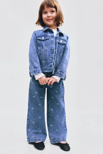 Детская джинсовая куртка H&M, синяя с бантами