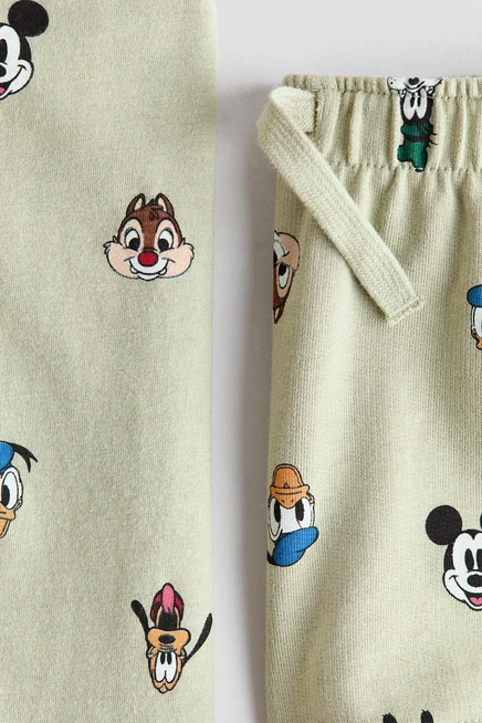 2-Piece Printed Set light green/mickey mouse