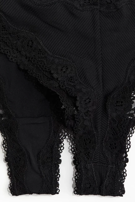 Женские бразильские трусы H&M, 5 шт., с кружевом, черные