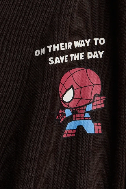 2-Piece Printed Sweatshirt and Joggers Set dark brown/marvel comics