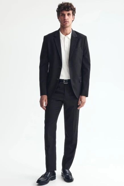 Skinny-Fit Single-Breasted Jacket black