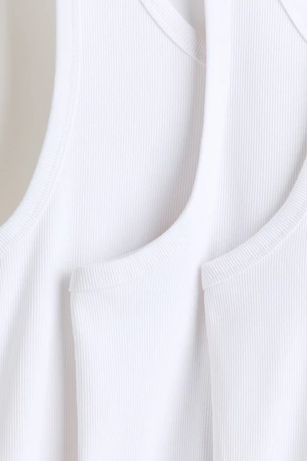 Мужская майка H&M 3 шт. в рубчик, белая