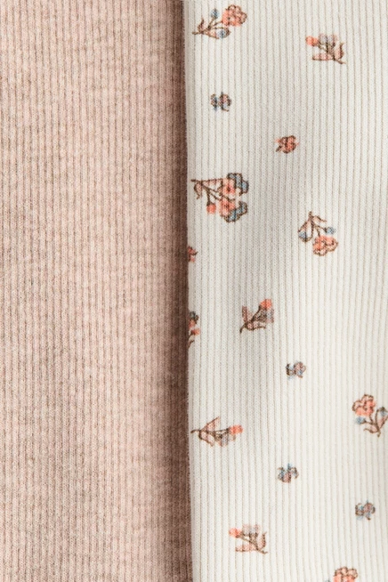 Леггинсы для младенцев H&M 2 шт., светло-бежевые/с цветочным принтом