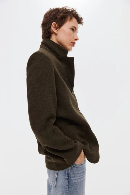 Женский пиджак H&M из шерстяной смеси, тёмно-хаки
