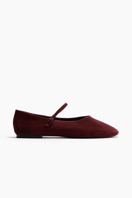 Женские туфли Mary Jane H&M замшевые, бордовые