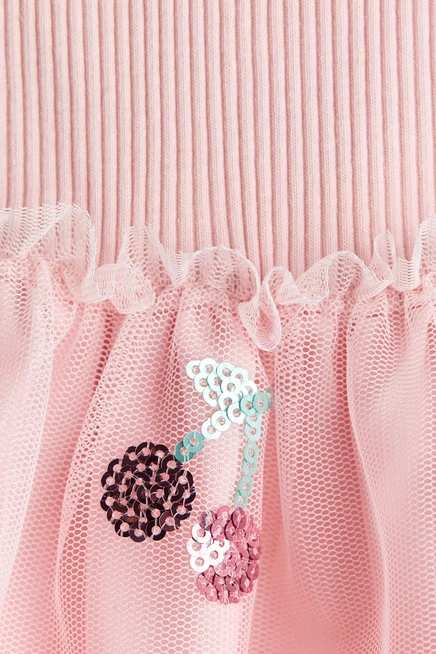 Детское платье H&M с юбкой из тюля, розовое с капкейками