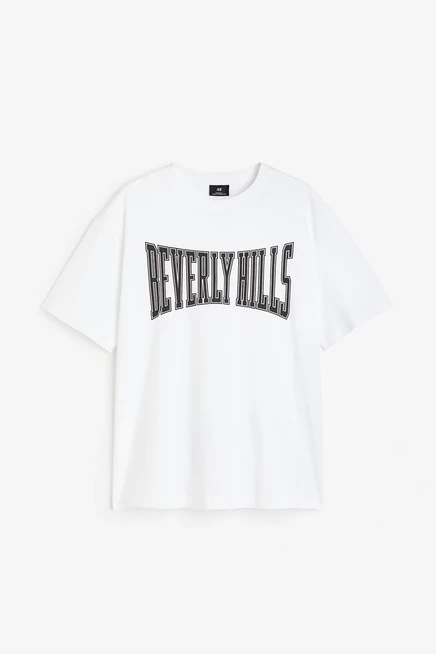 Мужская футболка H&M с принтом, белая/beverly hills