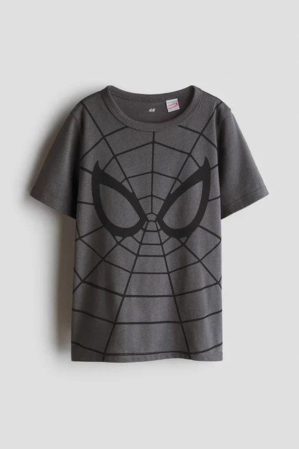 Детская футболка H&M с принтом Spider-Man, серая