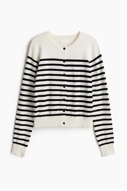 Женский тонкий кардиган H&M, бело-черный