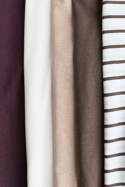 Детские футболки H&M, 5 шт., темно-бежевые в полоску
