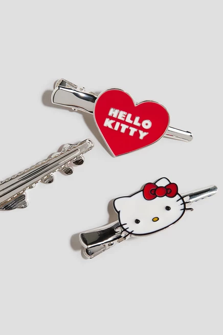 Заколки для волос серебристого цвета, 3 упаковки/hello kitty