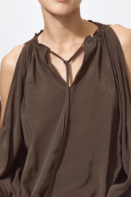 Женское платье H&M с открытыми плечами, темно-хаки