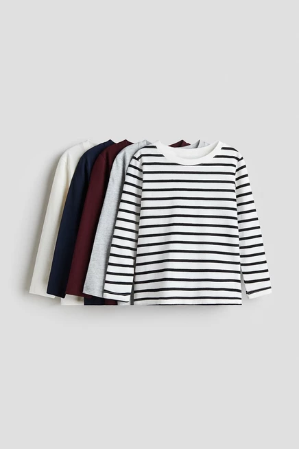 Детские лонгсливы H&M, 5 шт., белые, бордовые, в полоску