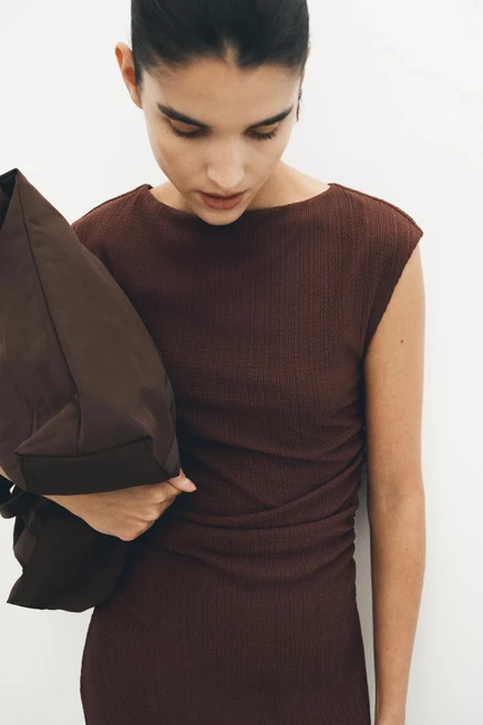 Женское платье H&M миди, ржаво-коричневое