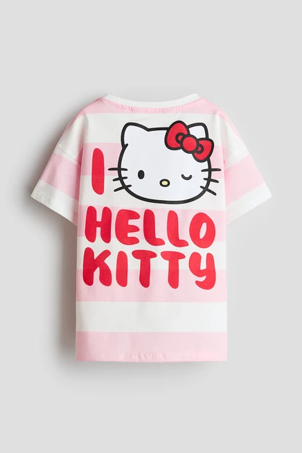 2-Piece Motif-Detail Cotton Set light pink/hello kitty