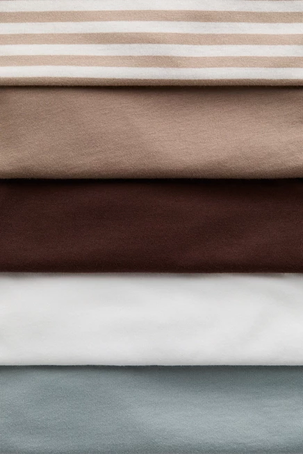 5-Pack Cotton T-Shirts beige/striped