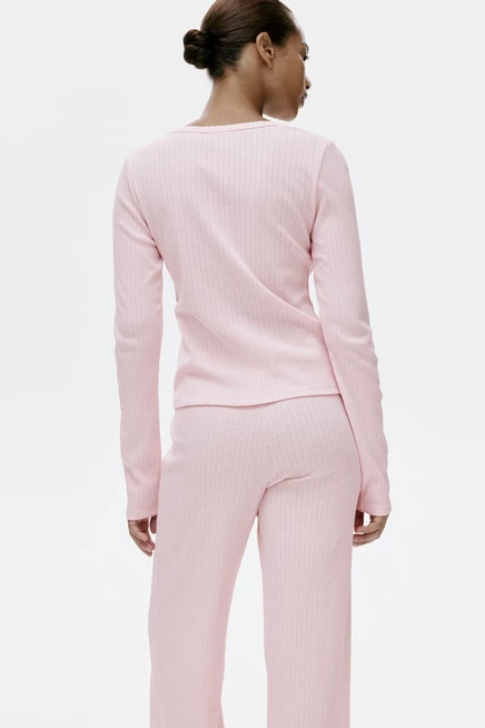 Женская пижама H&M в рубчик, светло-розовая
