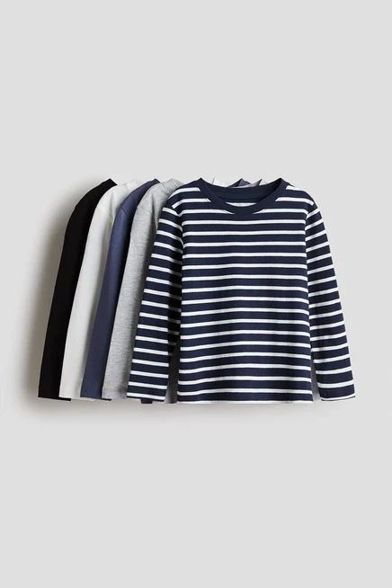 Детские лонгсливы H&M, 5 шт., синие в полоску