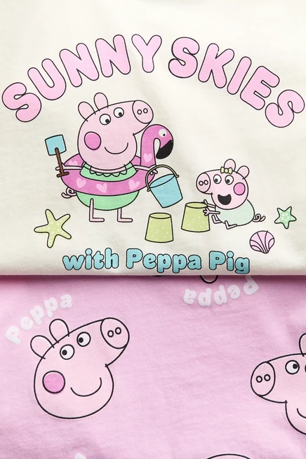 Детские футболки H&M, 2 шт., Peppa Pig, светло-розовые