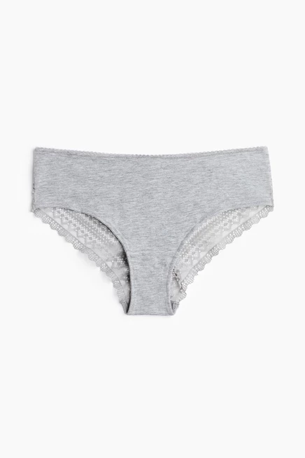 Женские трусы‑хипстеры H&M, 3 шт, серый меланж/черные/белые