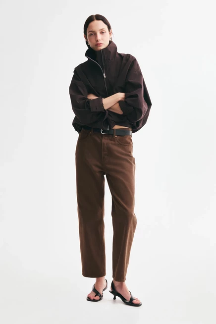 Straight High Waist Ankle Jeans brown