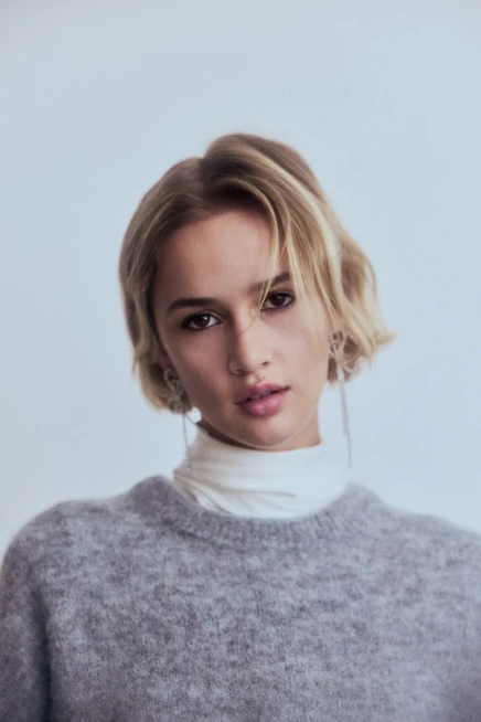 Женский свитер H&M оверсайз с альпакой, пыльно-голубой