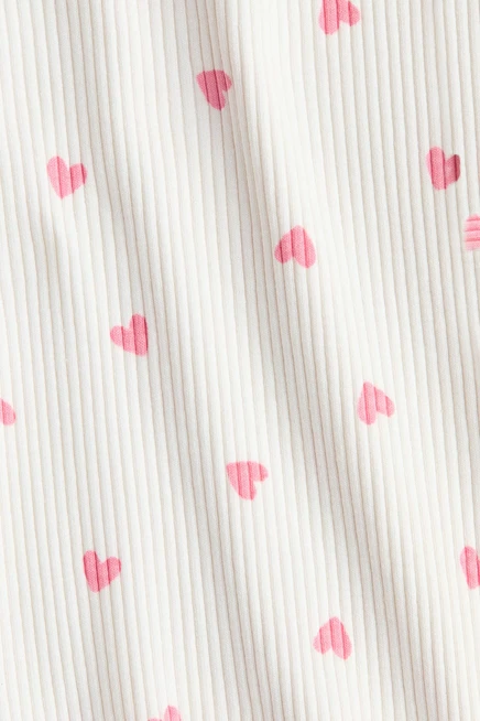 Flared Cotton Leggings ivory/hearts