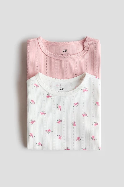Детские топы H&M 2 шт., светло-розовый/цветочный