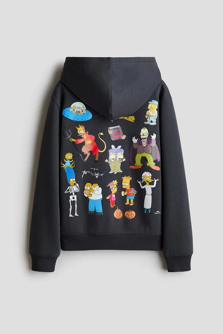 Printed Hoodie charcoal gray/the simpsons