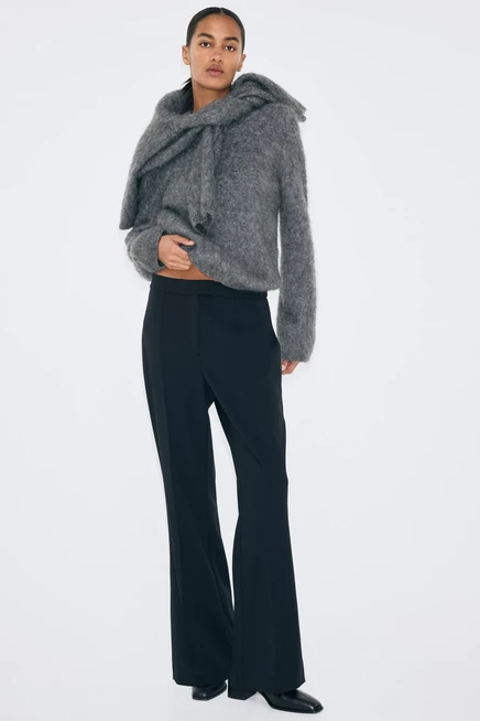 Женские брюки клеш H&M с пресс-складкой, черные