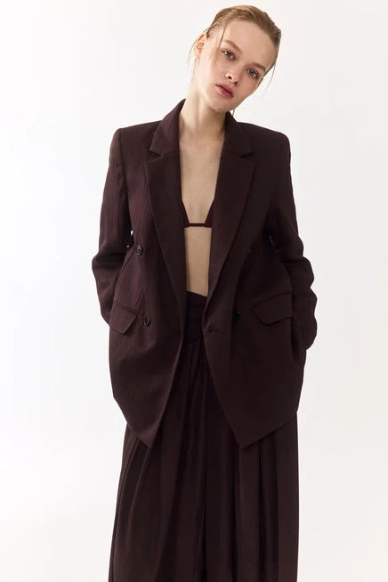 Женский двубортный блейзер H&M, темно-коричневый
