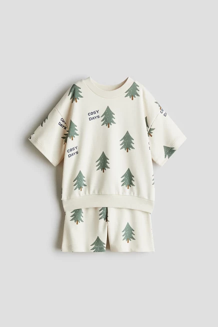 Детский комплект H&M: свитшот и шорты, кремовый