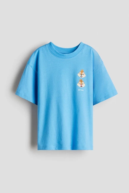 Футболка с принтом оверсайз, синяя/chip 'n dale
