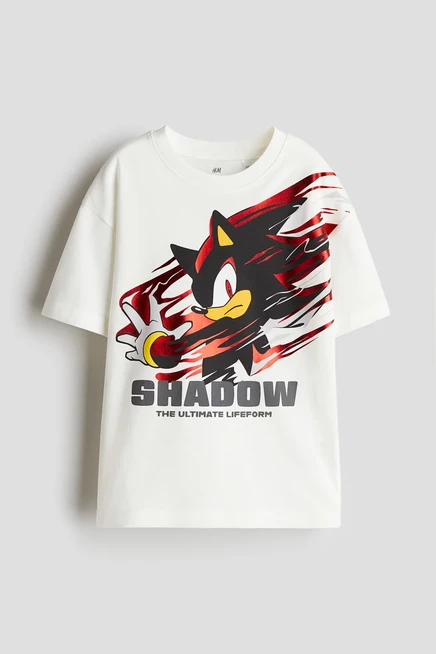 Детская футболка H&M с принтом Sonic, белая