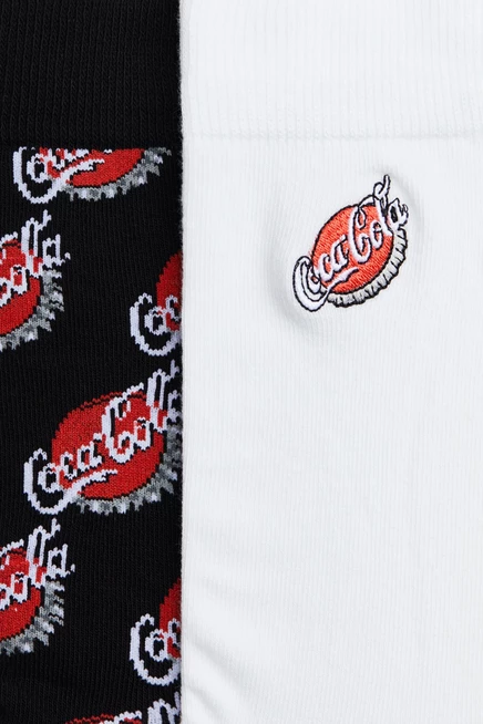 Мужские носки H&M 2 пары, белые с принтом Coca‑Cola