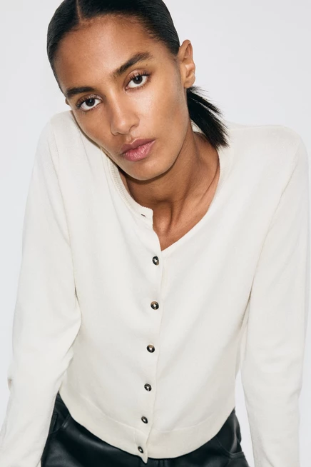 Женский тонкий кардиган H&M, светло-бежевый