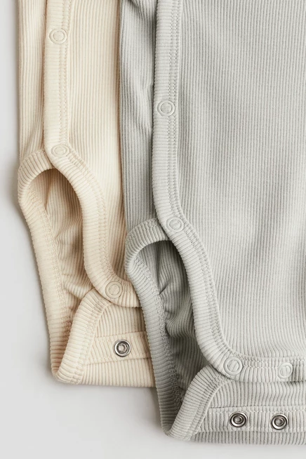 Боди для новорождённых H&M Adorables, 2 шт., светло-бежевый/светло-серый