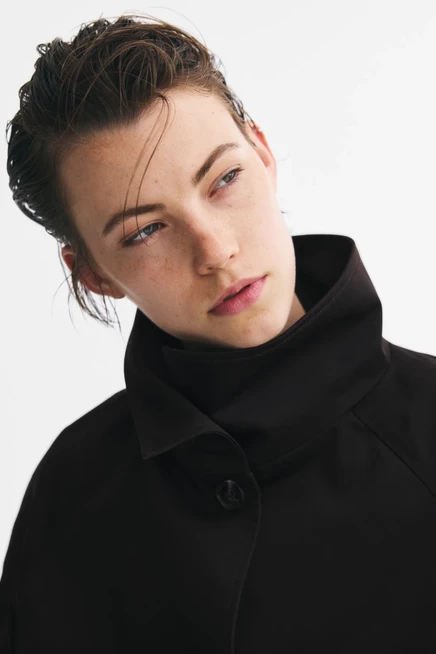 Женская куртка H&M из твила, тёмно-коричневая