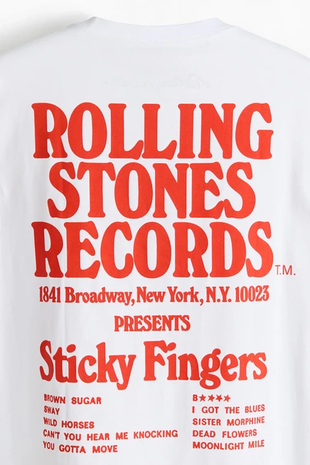 Мужская футболка H&M свободного кроя, белая с принтом The Rolling Stones