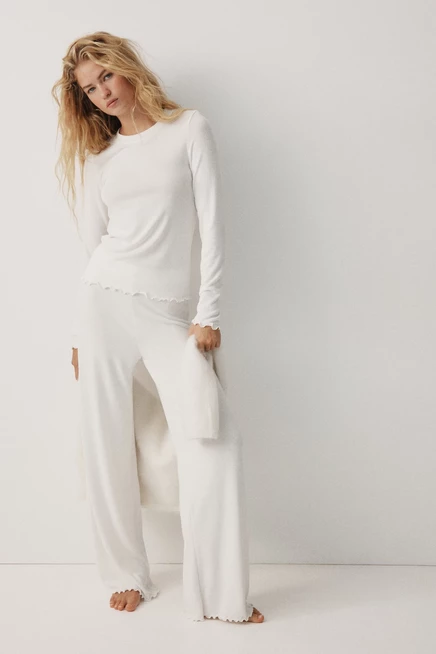 Женская пижама H&M из джерси с начесом, белая