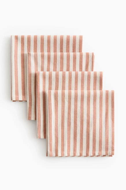 4 упаковки хлопчатобумажных салфеток terracotta/striped