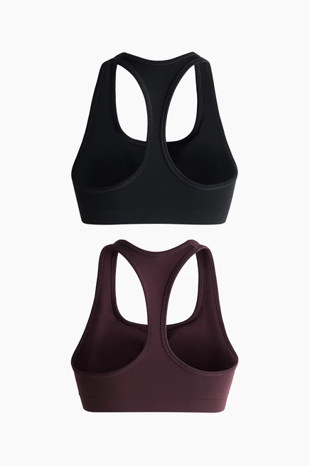 Женские спортивные бра H&M, 2 шт., сливово-черные